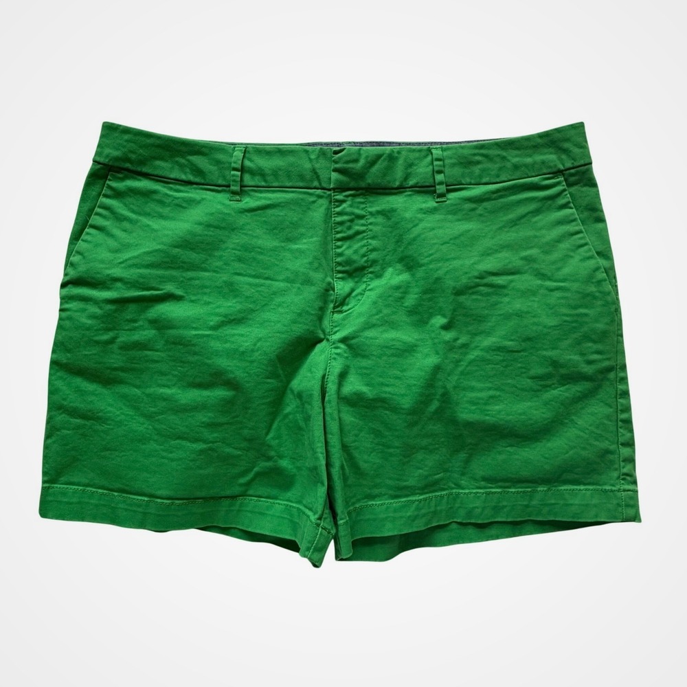 Tommy Hilfiger Womens Green Chino Shorts Sz 12 Stretch Cotton Retro Sport Preppy